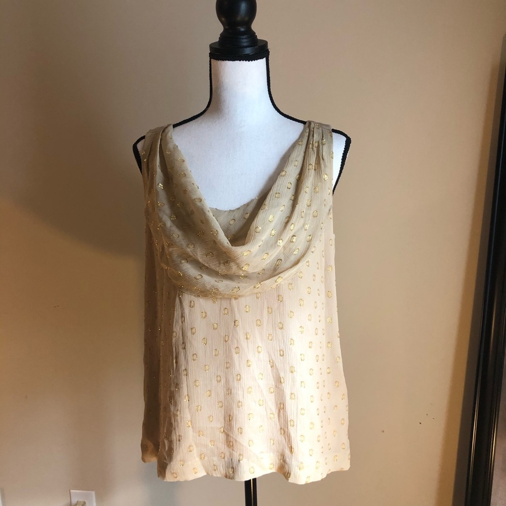 J. Crew Sleeveless Cream & Gold Top